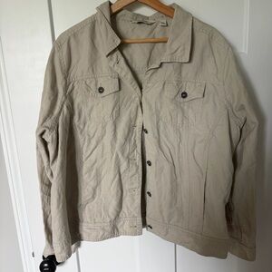 L.L.Bean Light Khaki Casual Button-Up Jacket Womens 2x EUC